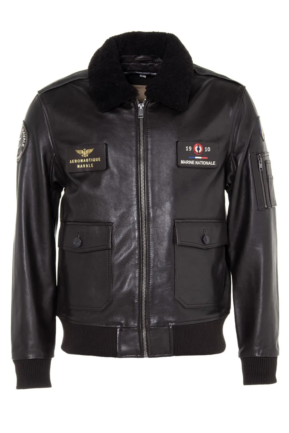 Blouson Homme Marine Nationale Anm Fur Cow Air Milled Brown