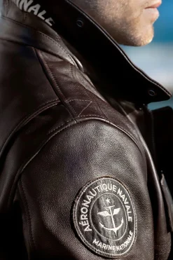 Blouson Homme Marine Nationale Anm Fur Cow Air Milled Brown