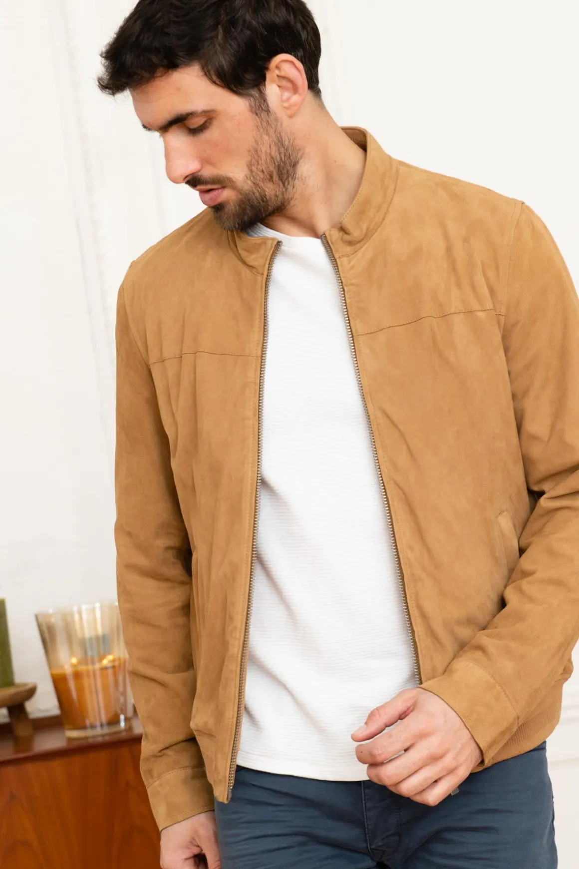 Blouson Homme Oakwood Filip Goat Suede Tan 515