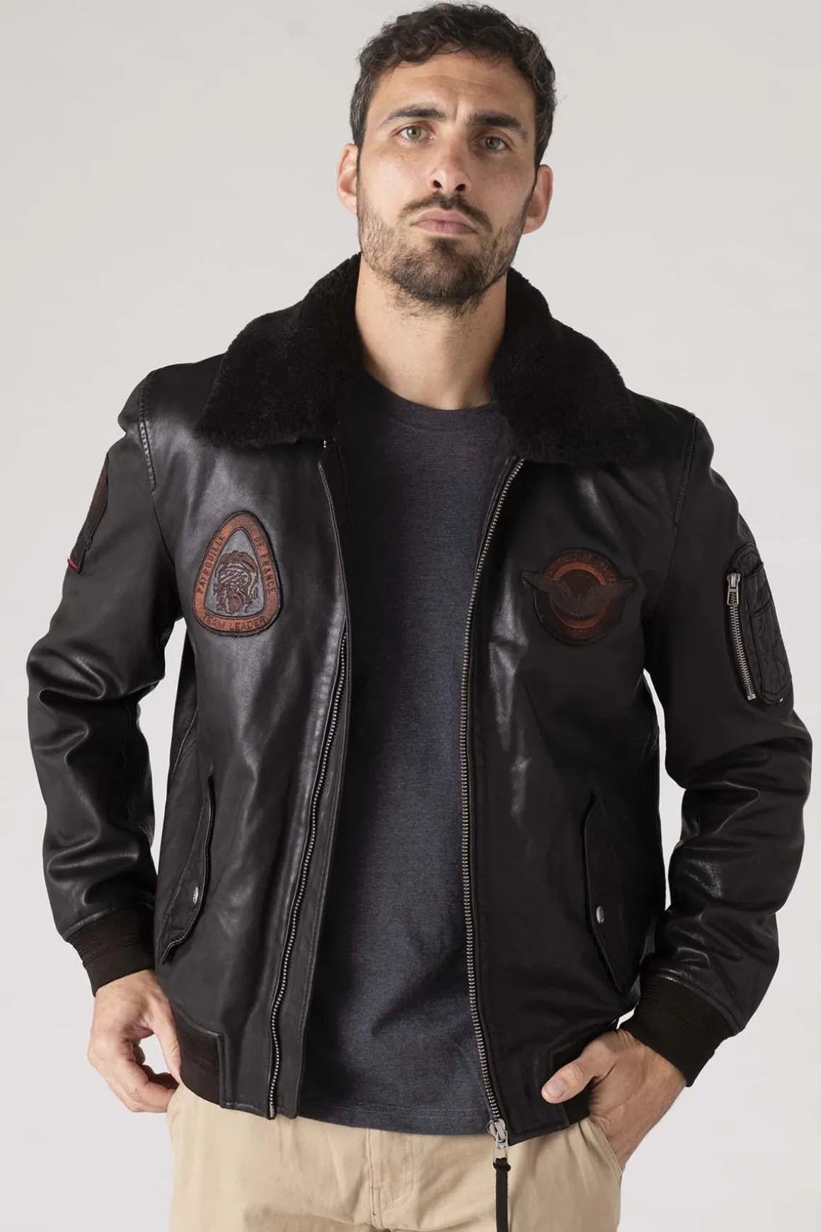 Blouson Homme Patrouille De France Blower Dity Dark Brown