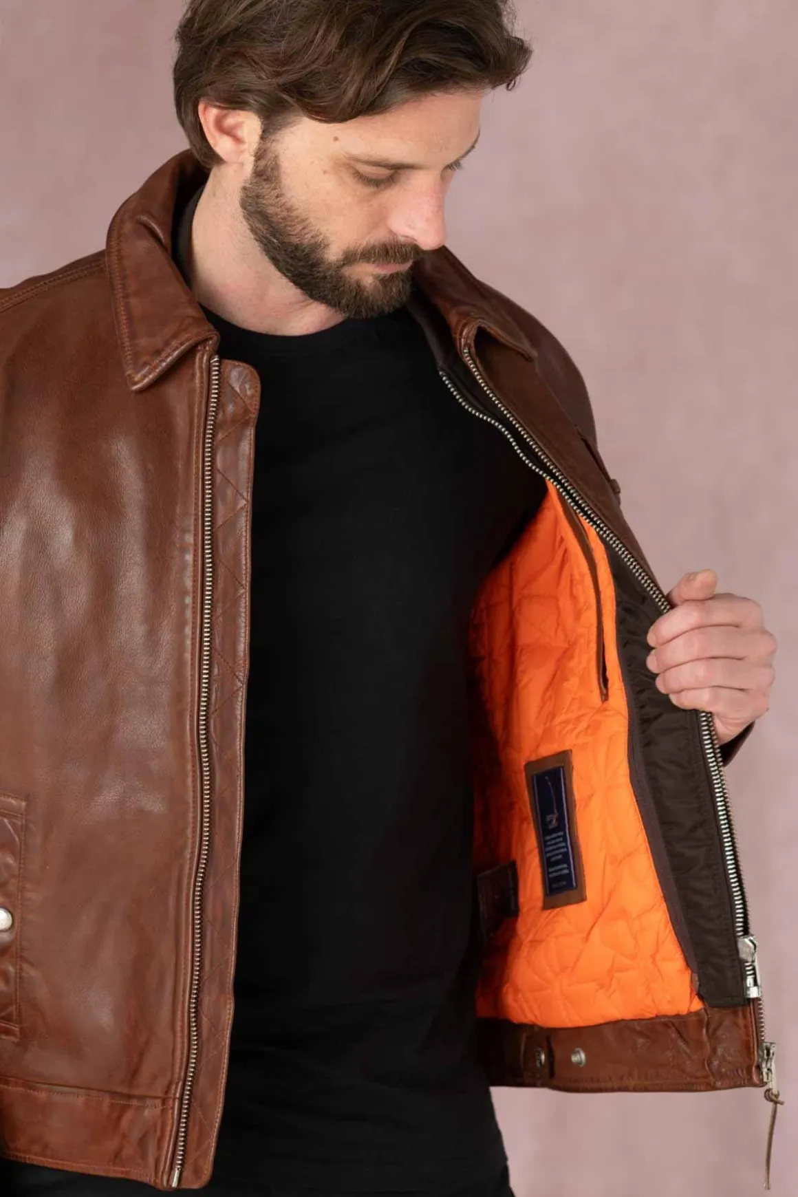 Blouson Homme Patrouille De France Jaegger Alpha Cognac