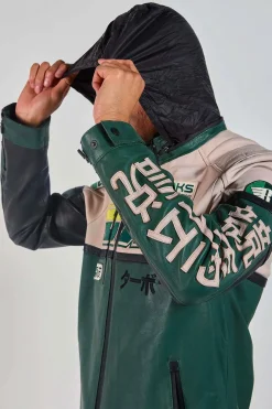 Blouson Homme Redskins Sancuir Racing Medium Green / Naturel