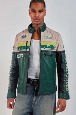 Blouson Homme Redskins Sancuir Racing Medium Green / Naturel