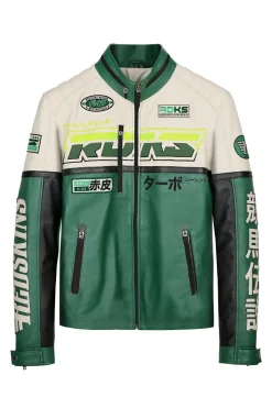 Blouson Homme Redskins Sancuir Racing Medium Green / Naturel
