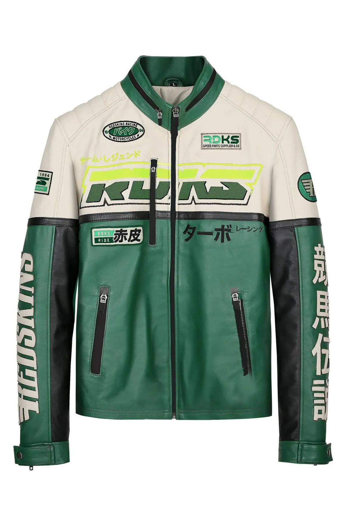 Blouson Homme Redskins Sancuir Racing Medium Green / Naturel