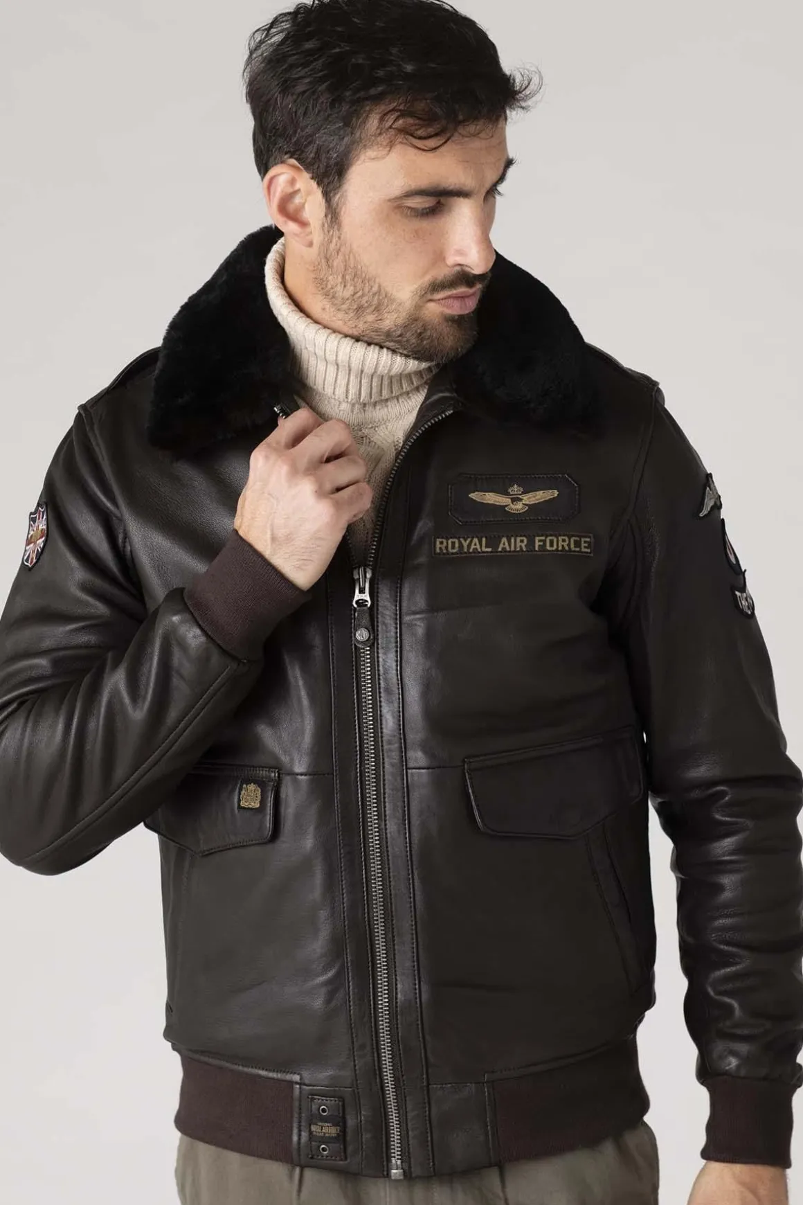 Blouson Homme Royal Air Force Berliner Dark Brown