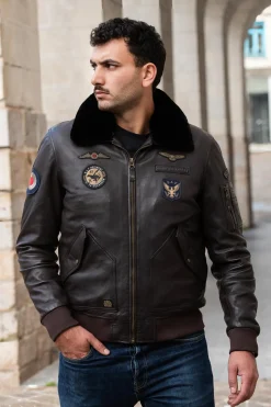 Blouson Homme Royal Air Force Vickers Dark Brown