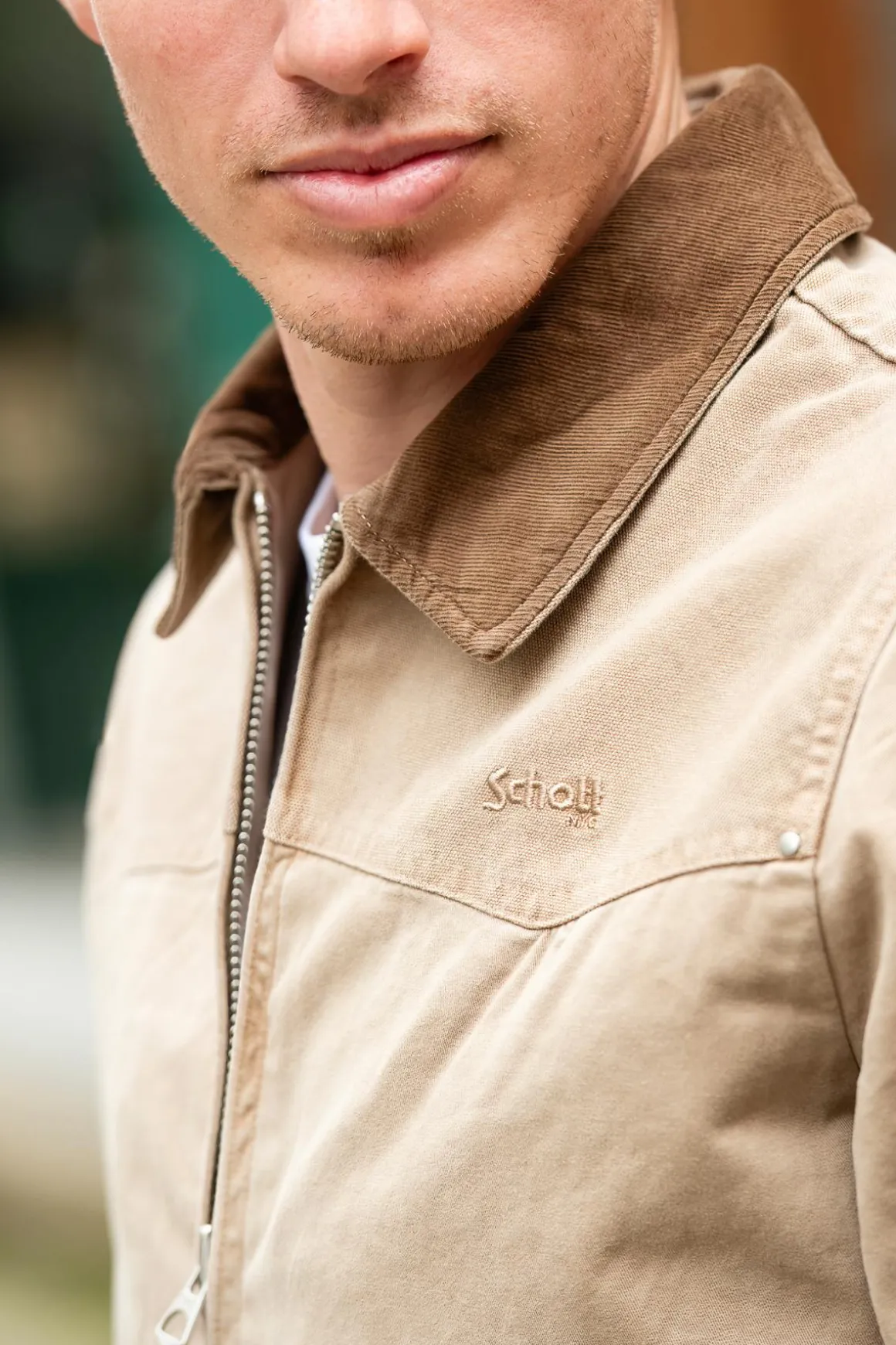 Blouson Homme Schott Chalk Taupe
