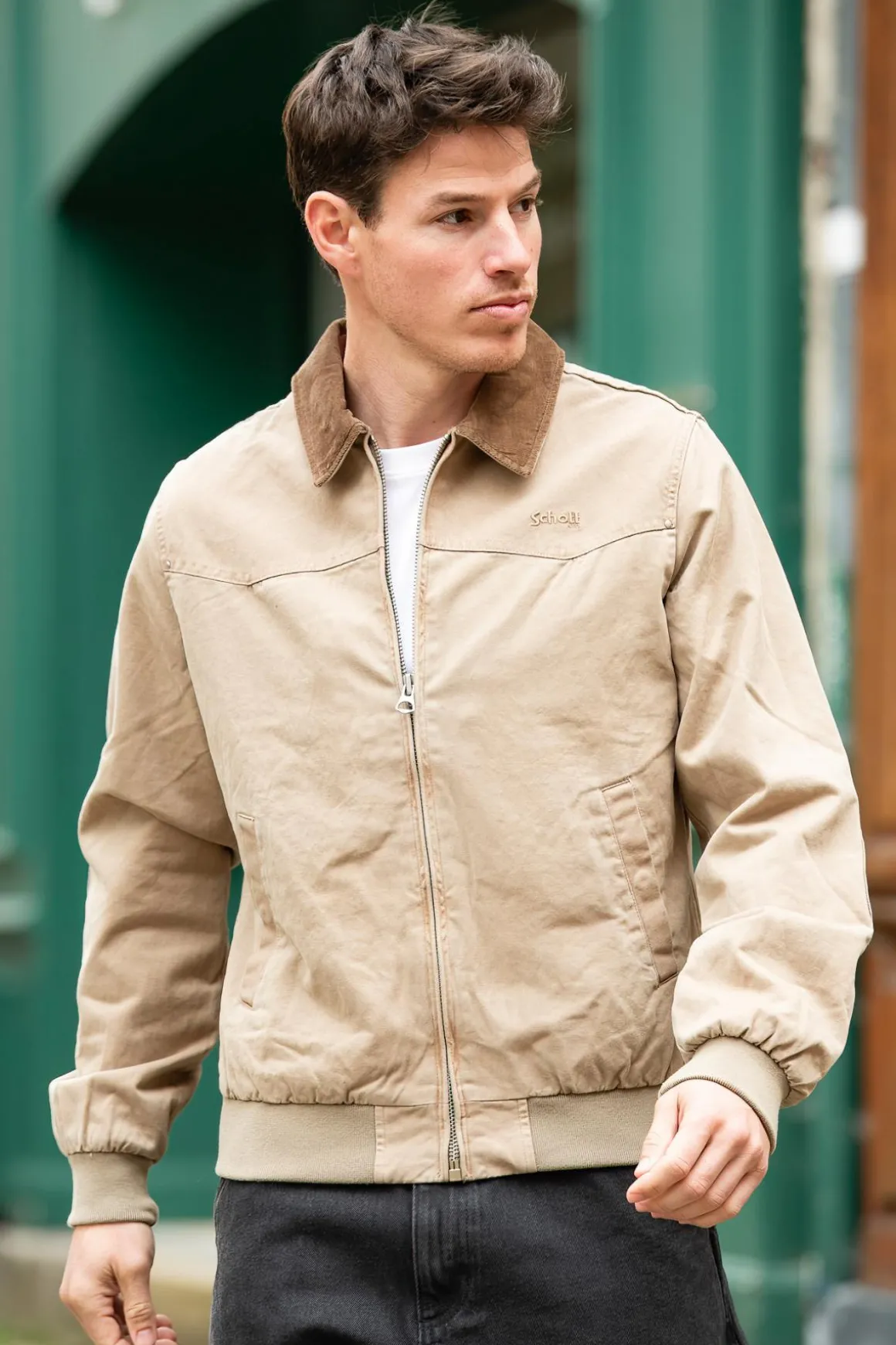 Blouson Homme Schott Chalk Taupe