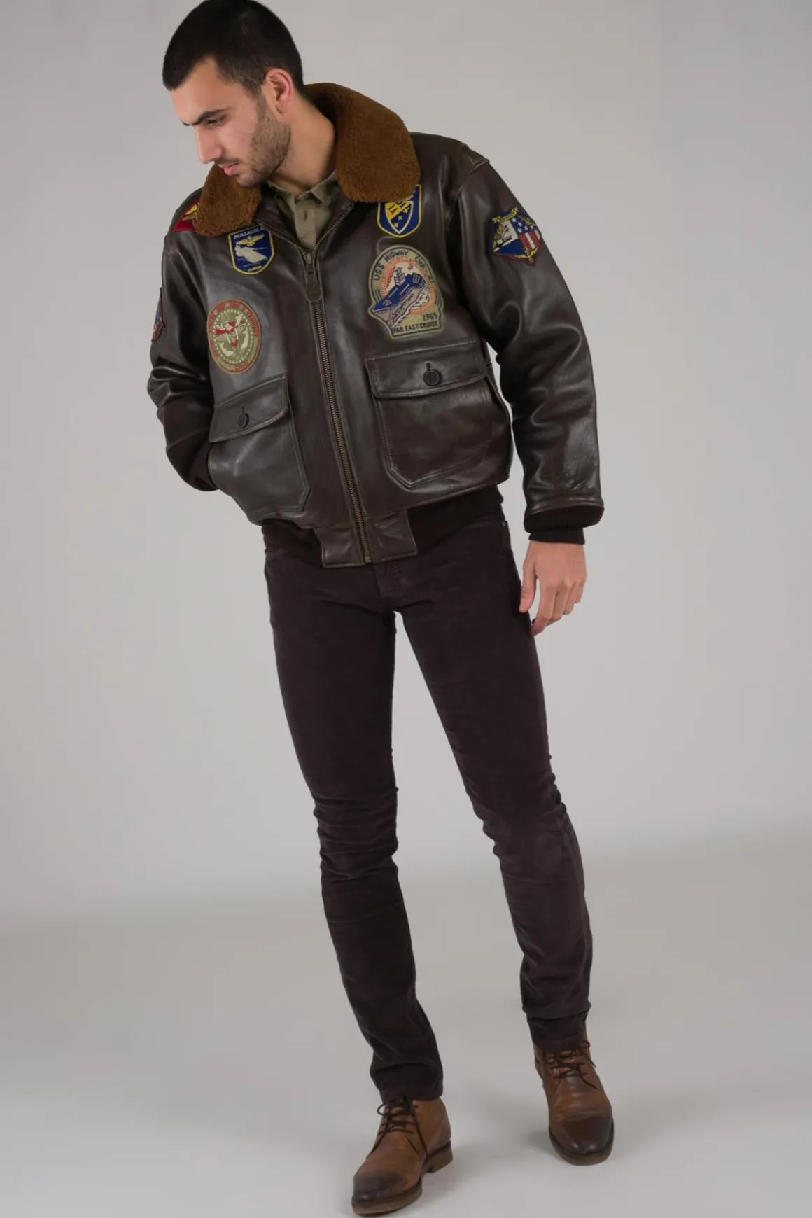 Blouson Homme Schott G1Tg Brown