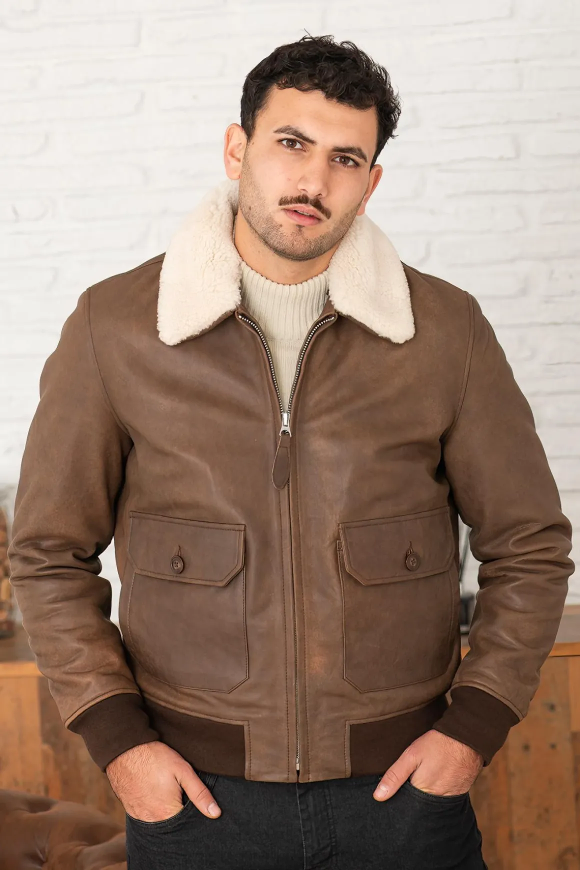 Blouson Homme Schott Lcaviators25 Ant.brown