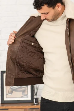Blouson Homme Schott Lcaviators25 Ant.brown