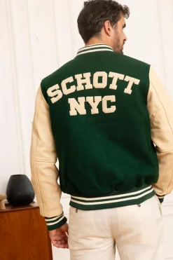 Blouson Homme Schott Lc8705 Green/Beige