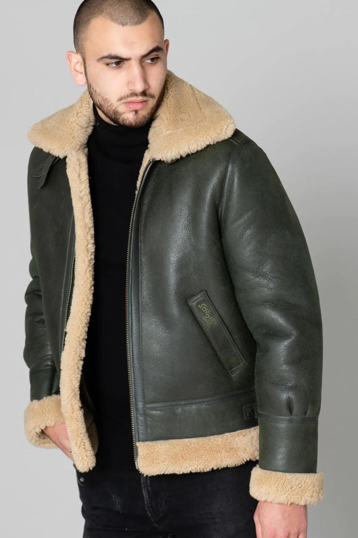 Blouson Homme Schott Lc1259 Kaki/Beige