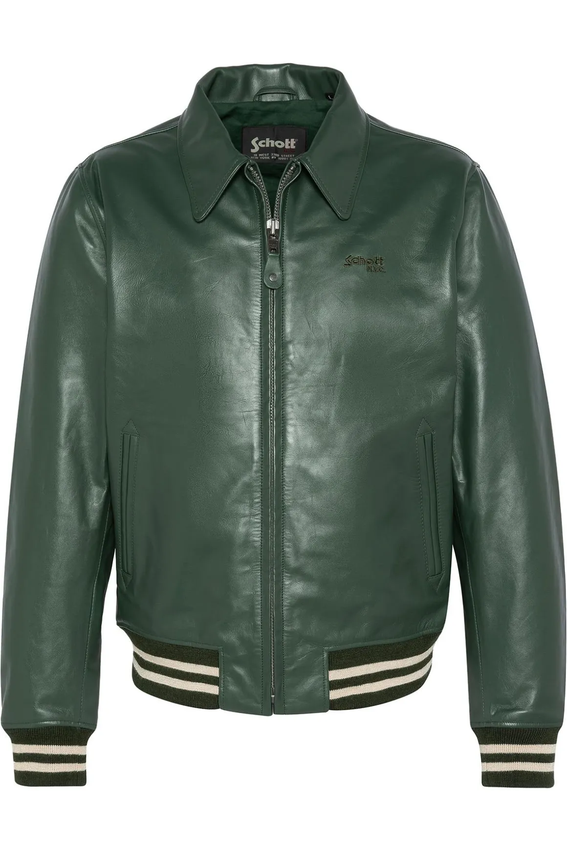 Blouson Homme Schott Lc5100 Stripe Green / Off White