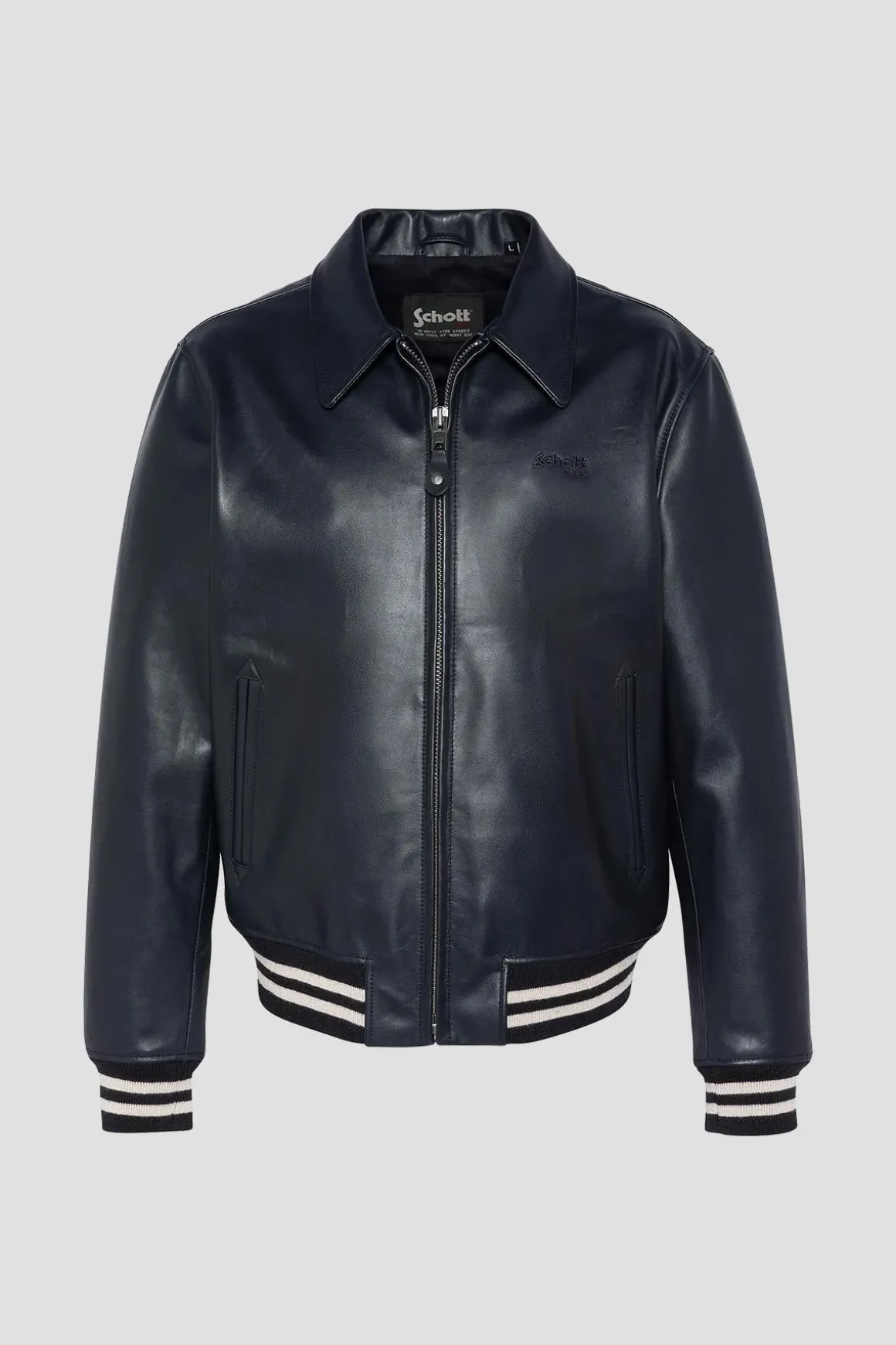 Blouson Homme Schott Lc5100 Stripe Navy/Offwhite