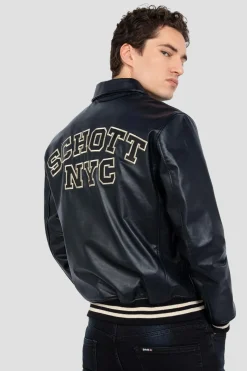 Blouson Homme Schott Lc5100 Stripe Navy/Offwhite
