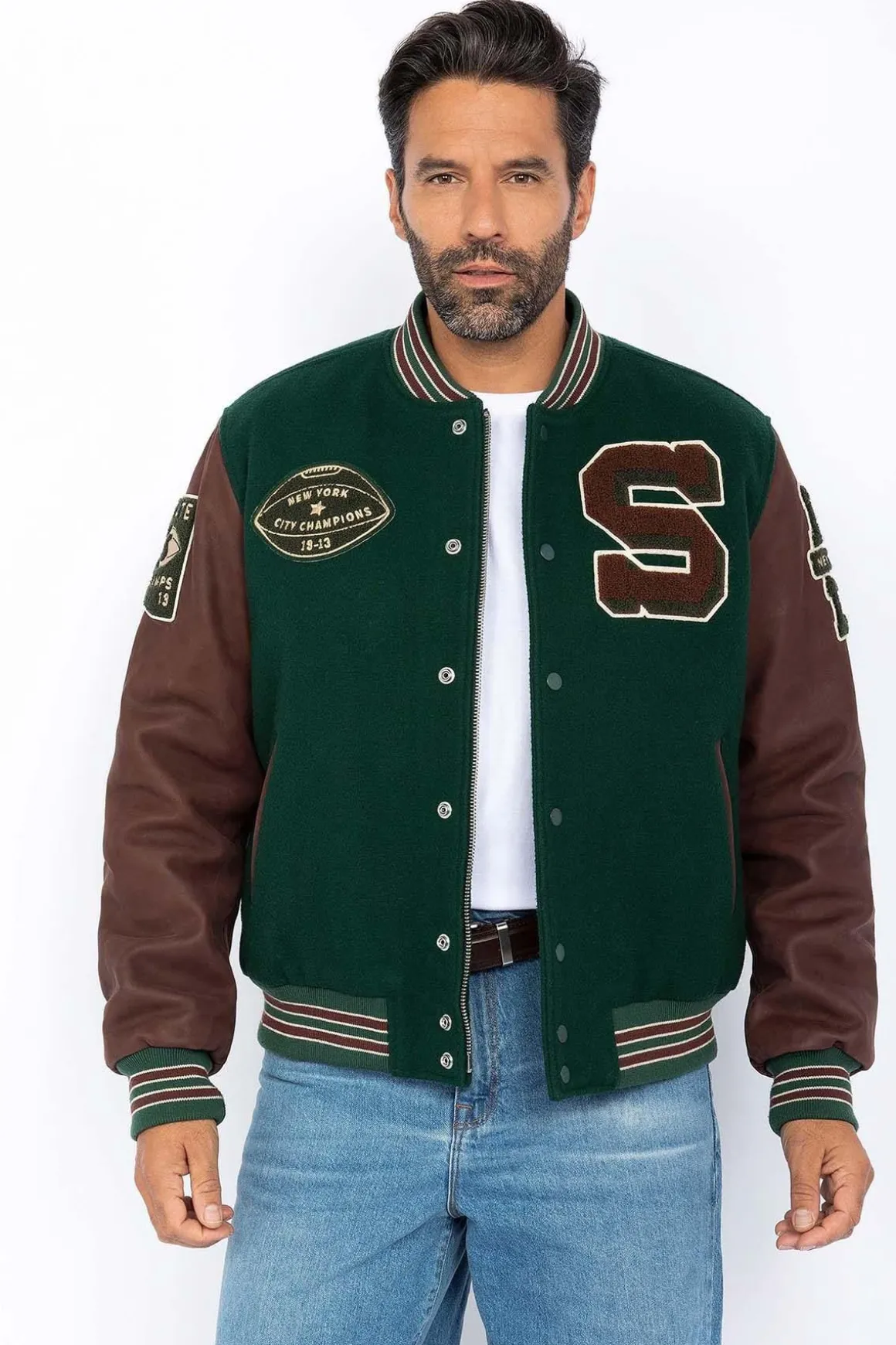 Blouson Homme Schott Lcteddybd2 Green/Cordovan