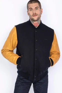 Blouson Homme Schott Lcusa Navy/Cognac