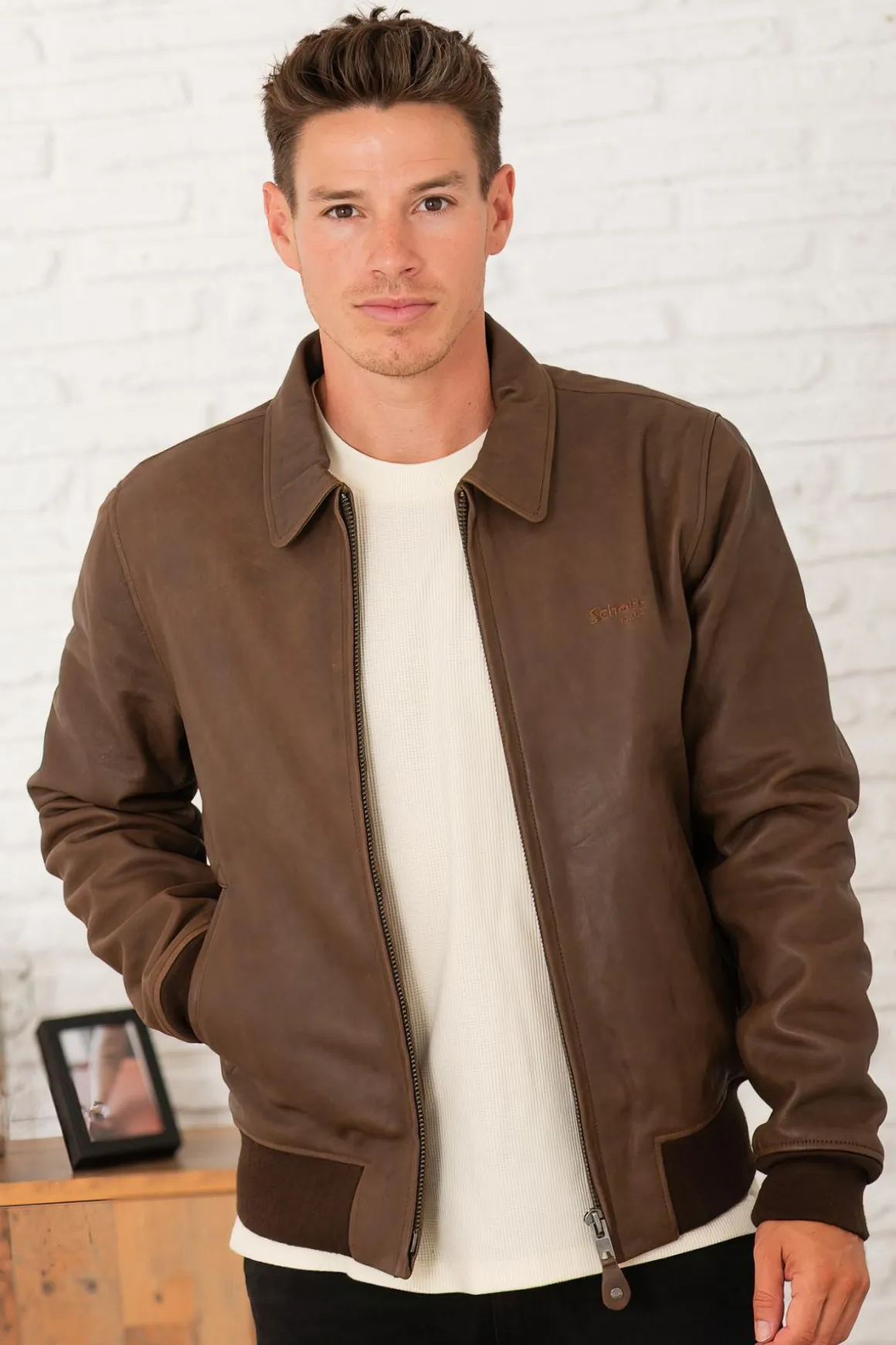 Blouson Homme Schott Lc5100Vint Ant. Brown