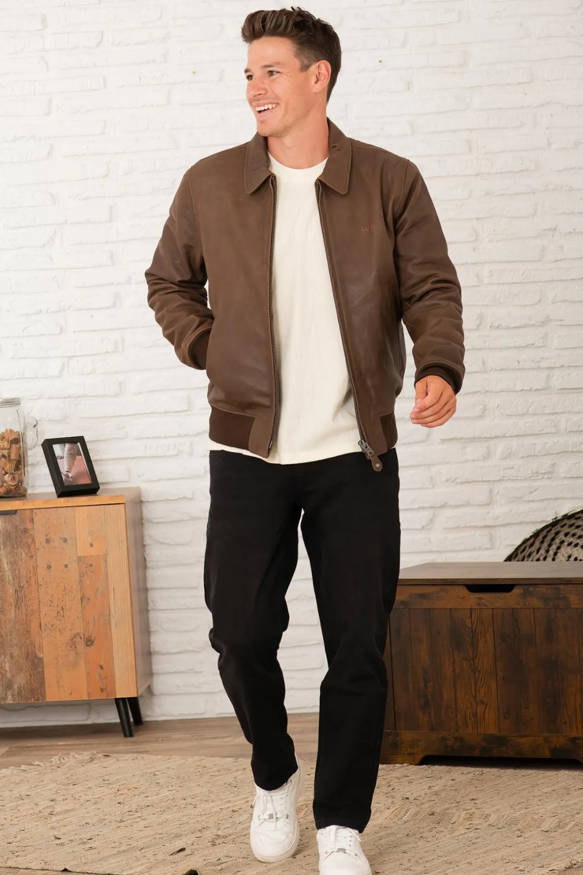 Blouson Homme Schott Lc5100Vint Ant. Brown