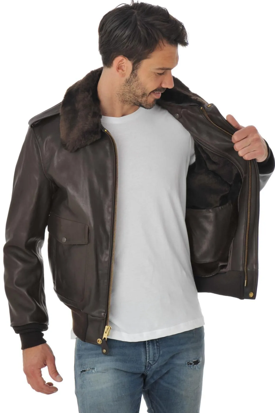 Blouson Homme Schott 184Sm Brown