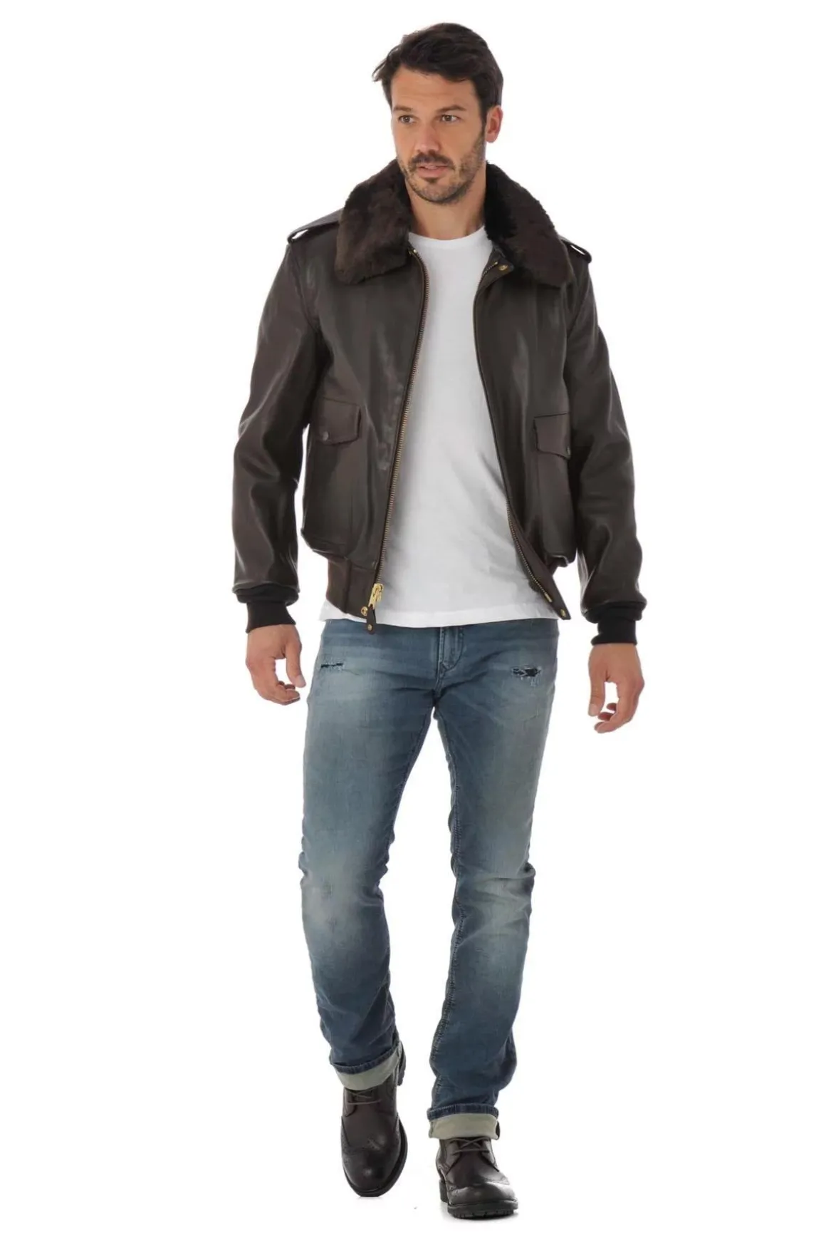 Blouson Homme Schott 184Sm Brown