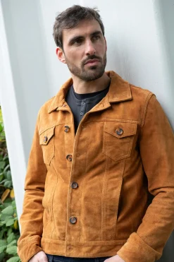 Blouson Homme Serge Pariente Jeans Jacket Suede Cognac