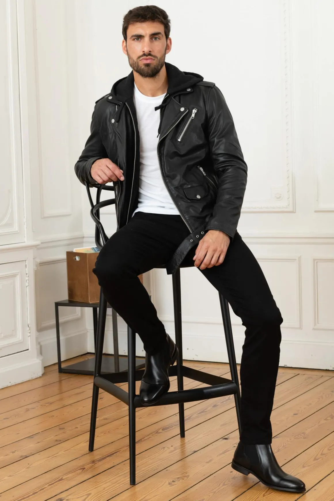 Blouson Homme Serge Pariente Rocker Hood Black