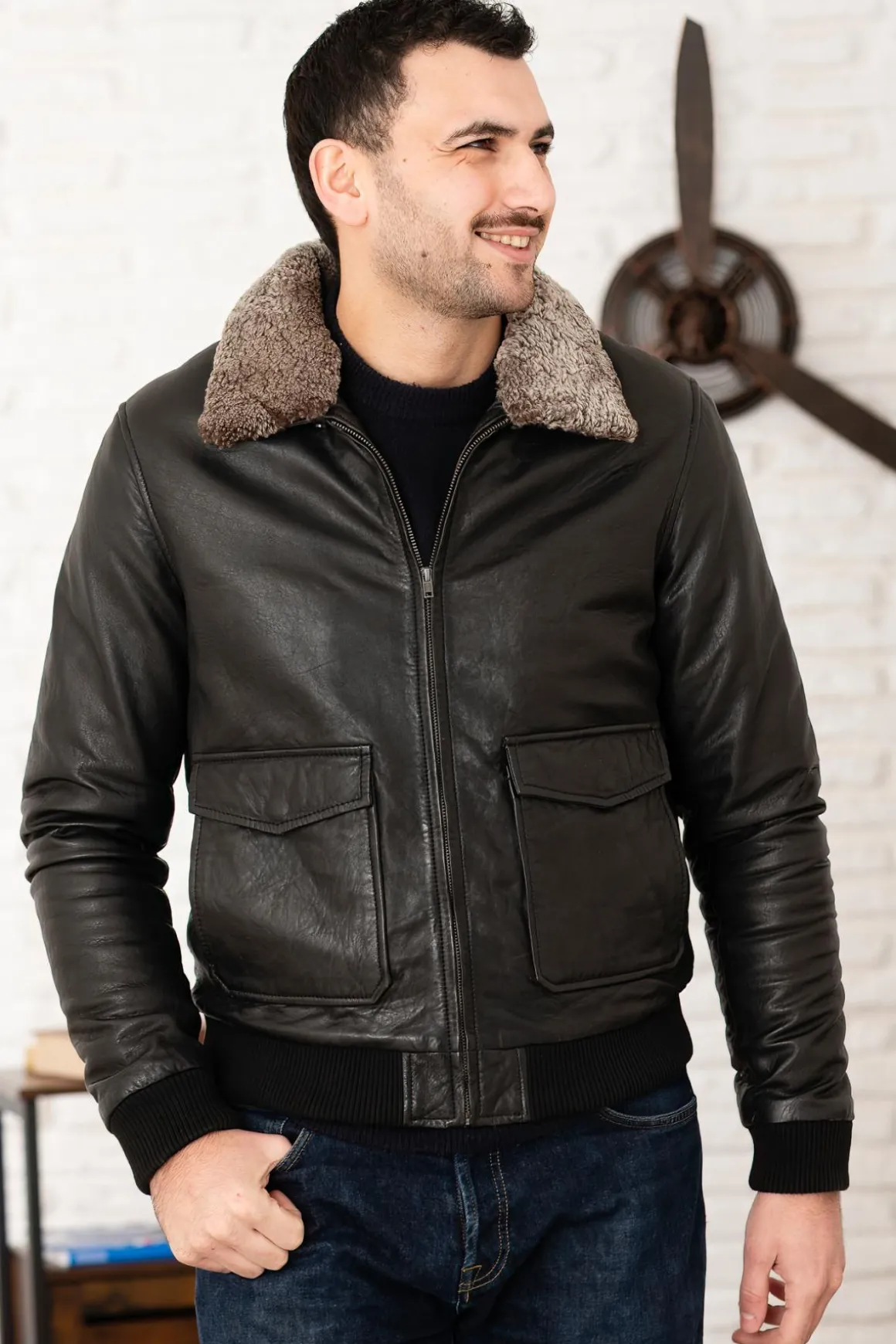 Blouson Homme Serge Pariente Pilot Sp Black