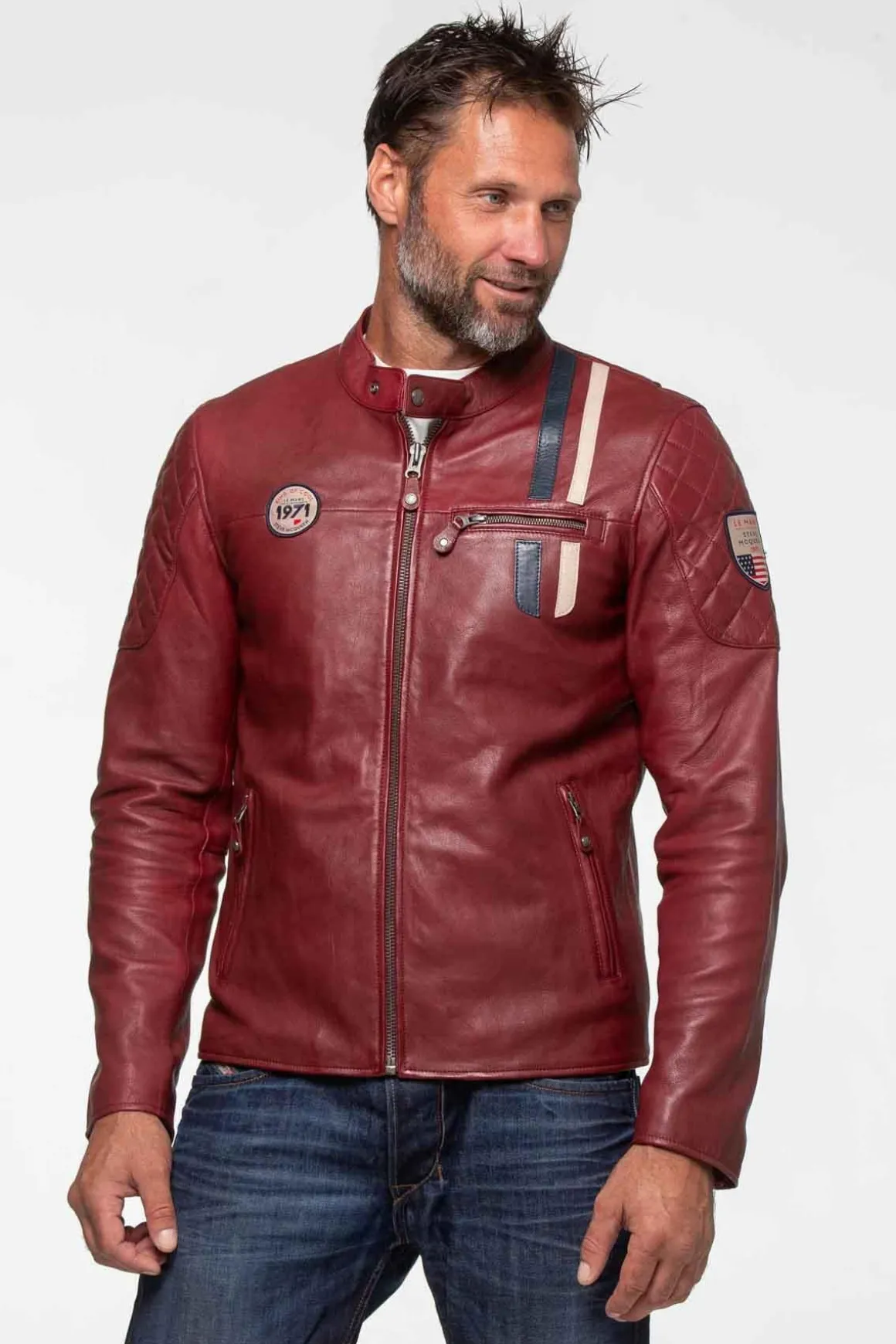 Blouson Homme Steve Mcqueen Lenny4 Dark Red