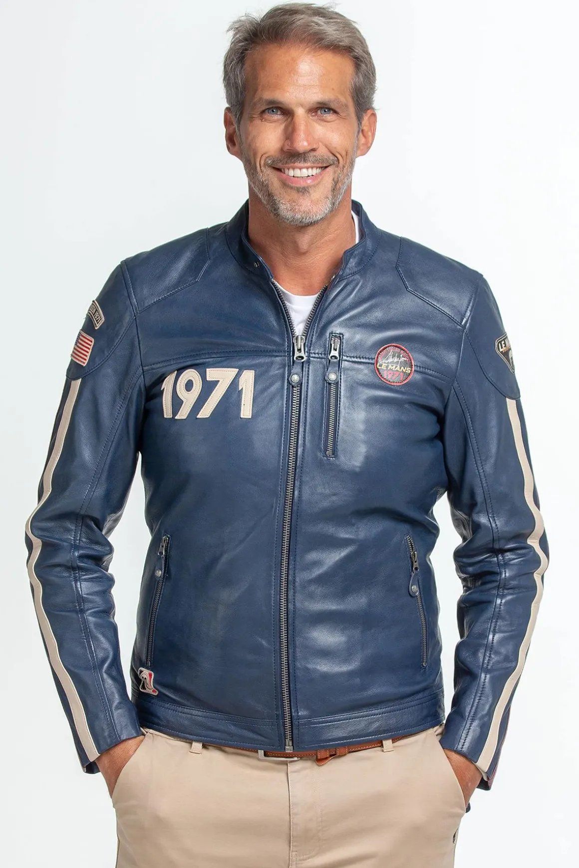Blouson Homme Steve Mcqueen Scott Sheep Steve Mcqueen Bleu