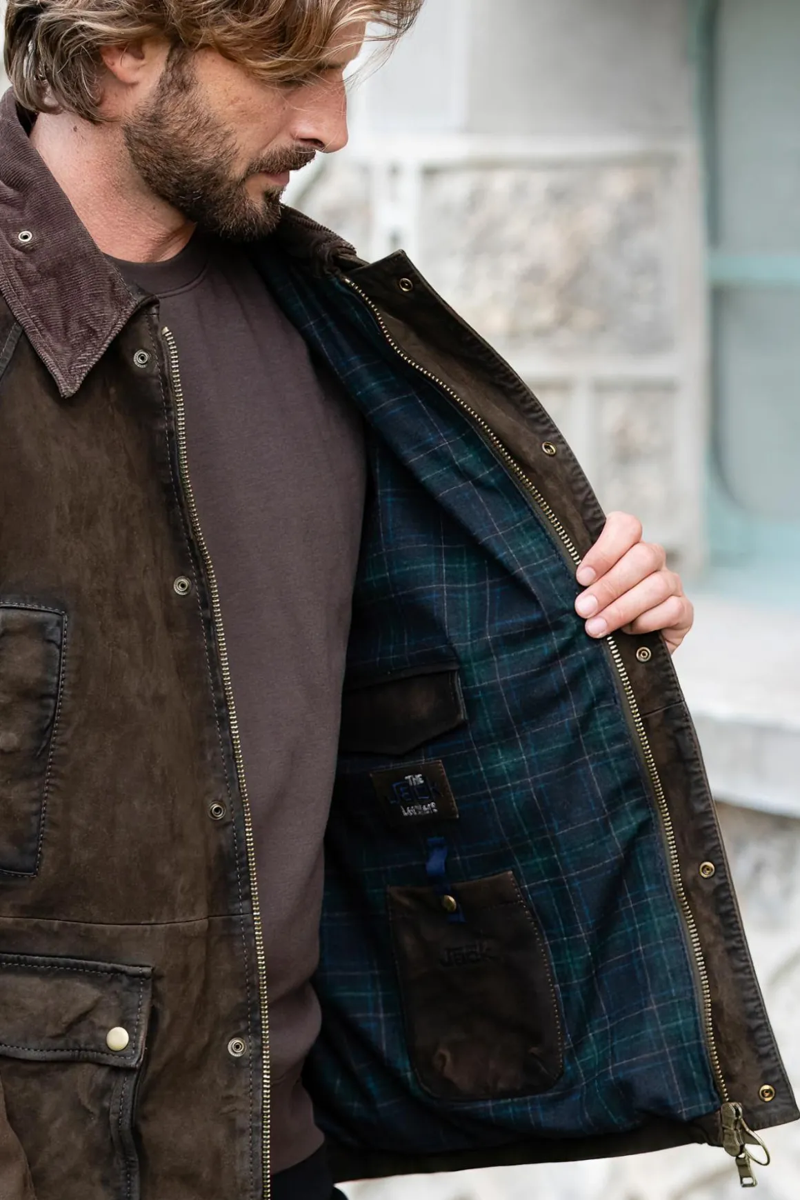 Blouson Homme The Jack Leathers Balmoral Burned Suede 2 Sottobosco
