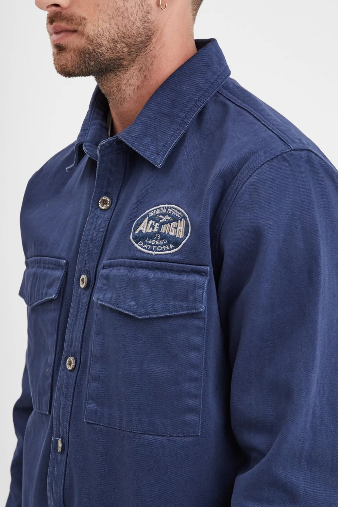 Chemise Homme Daytona Spandon Bull Denim Bleu De Chine