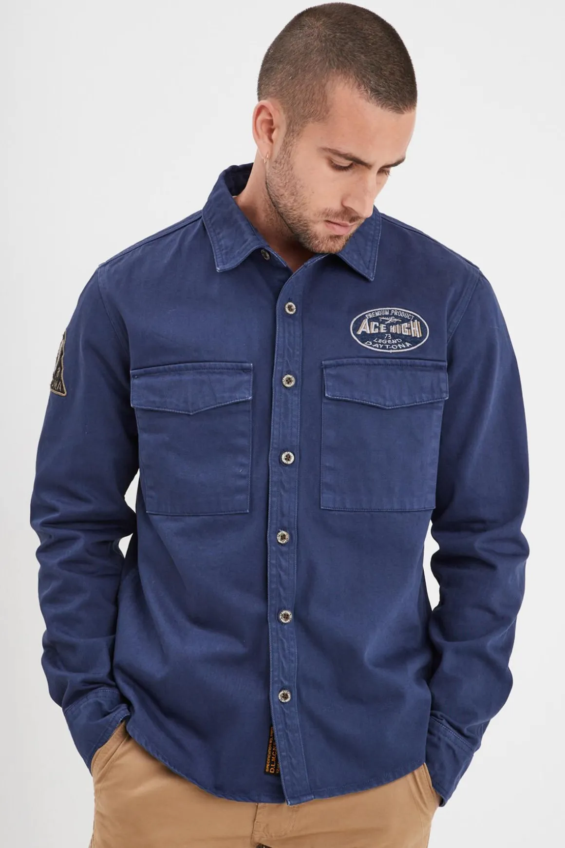 Chemise Homme Daytona Spandon Bull Denim Bleu De Chine