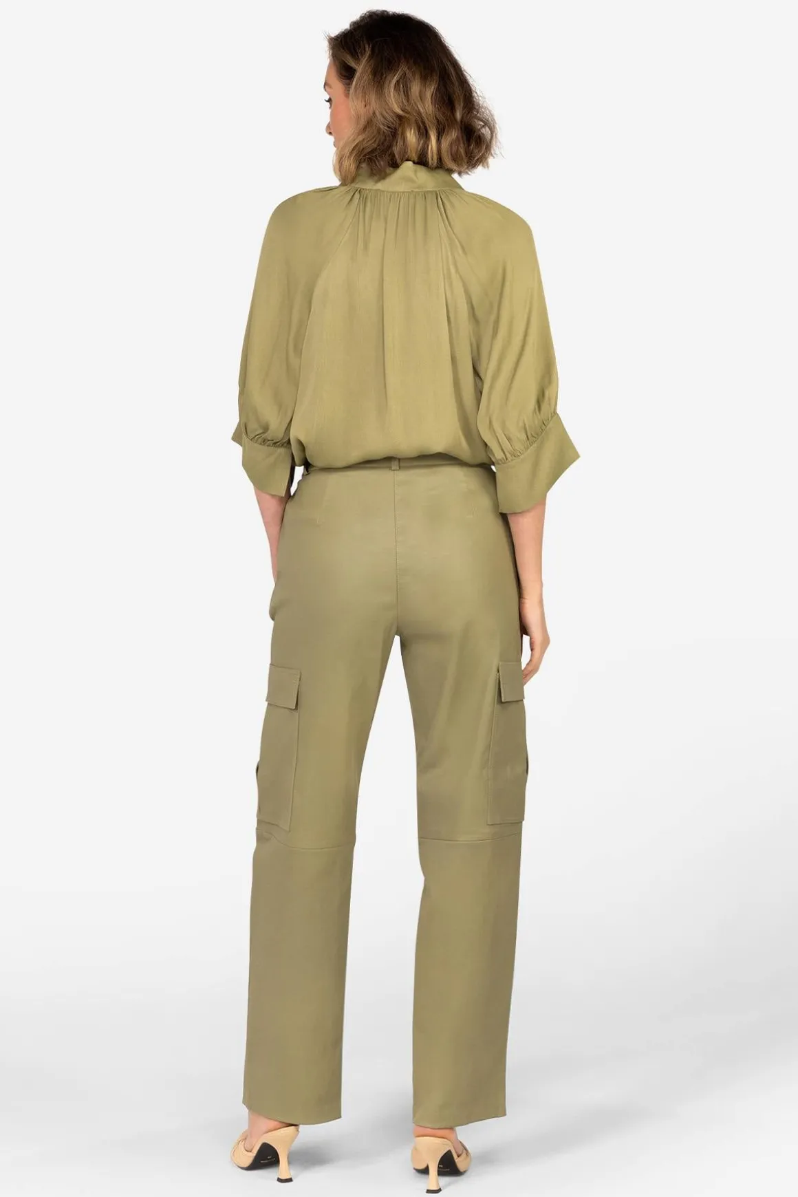 Pantalon Femme Ibana Pleuni Moss Green