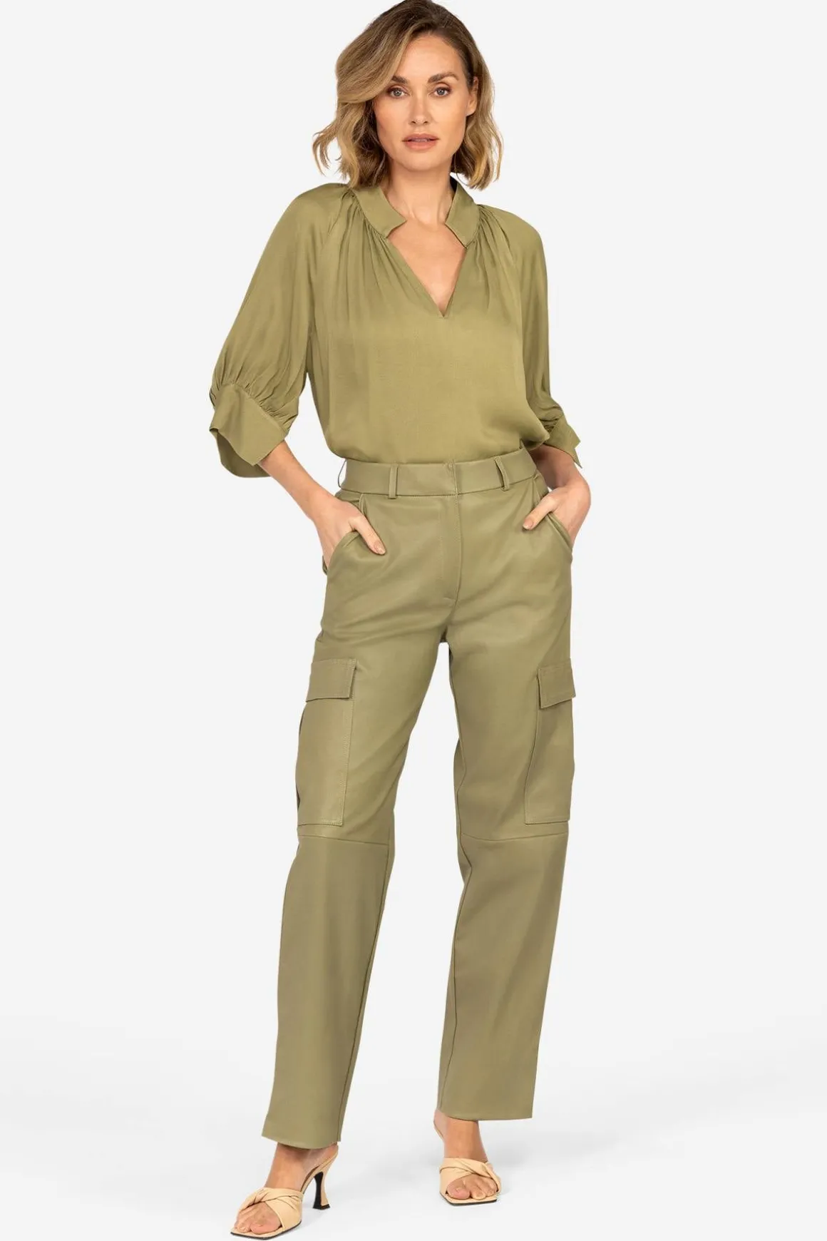 Pantalon Femme Ibana Pleuni Moss Green
