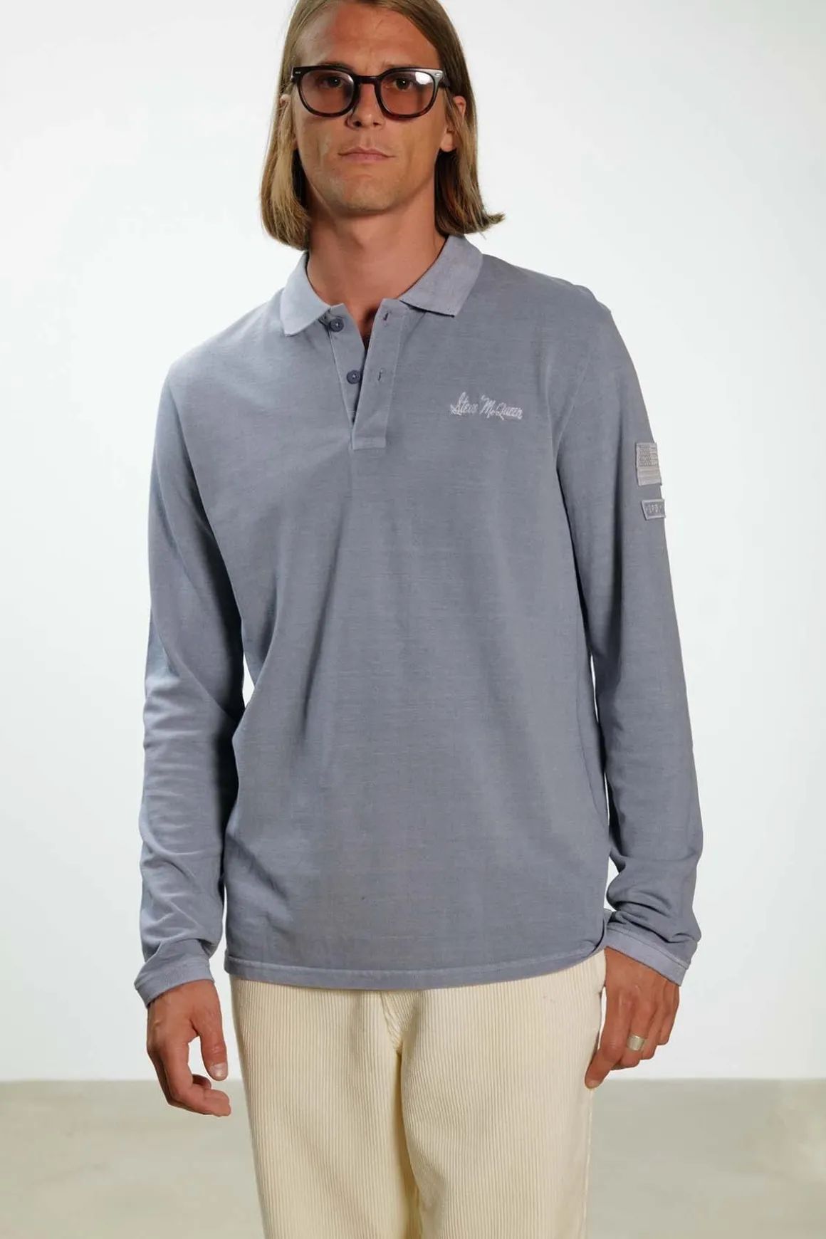 Polo Homme Steve Mcqueen Chain Polo Ls Smocked Blu