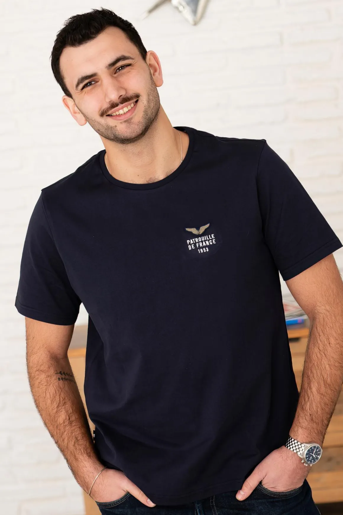 Tee Shirt Homme Patrouille De France Wing Olyh Navy Blue