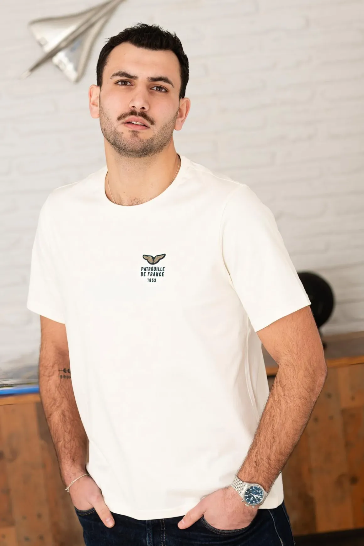 Tee Shirt Homme Patrouille De France Wing Olyh Optic White
