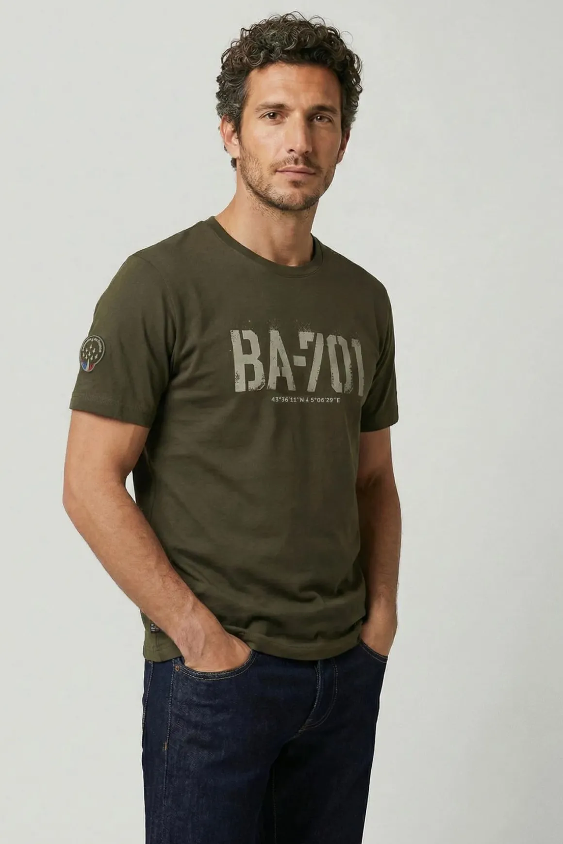 Tee Shirt Homme Patrouille De France Ba-701 Mercerise Kaki