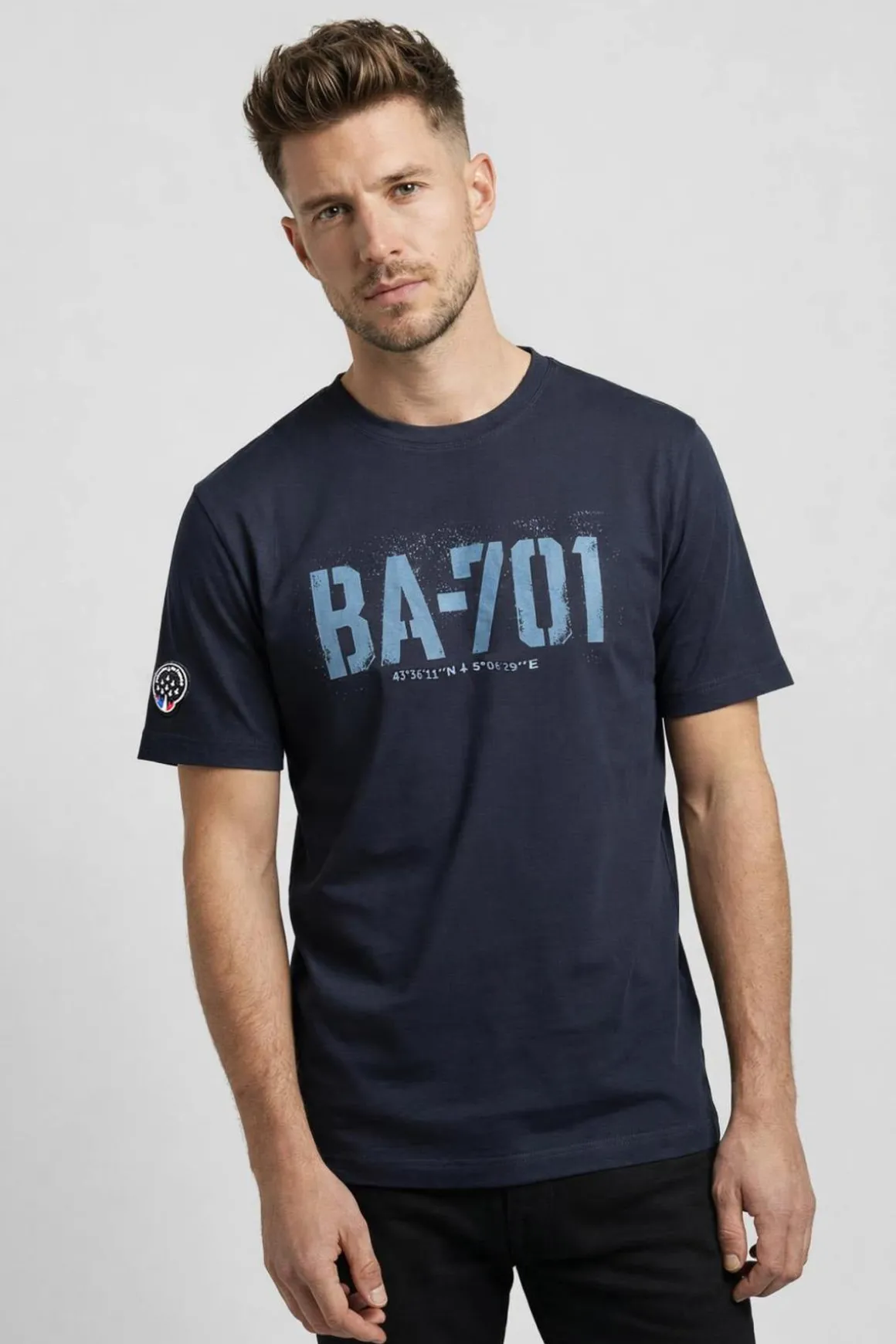 Tee Shirt Homme Patrouille De France Ba-701 Mercerise Navy Blue