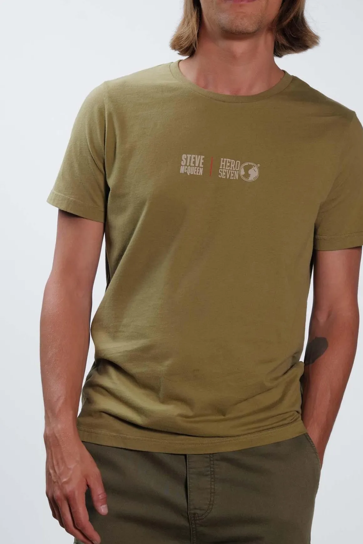Tee Shirt Homme Steve Mcqueen Face To Face Pressed Oliv H22106