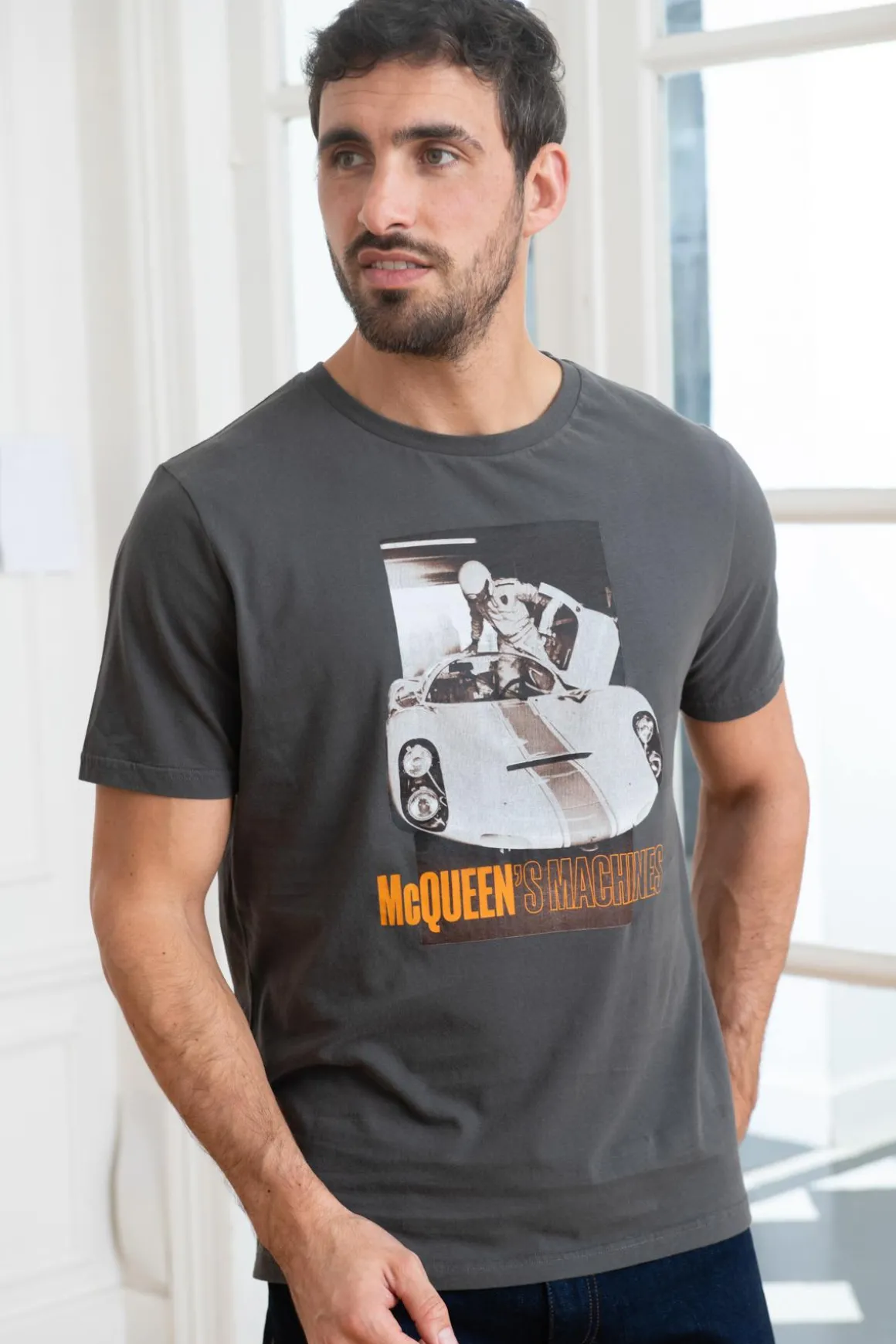 Tee Shirt Homme Steve Mcqueen Machine Asphalte