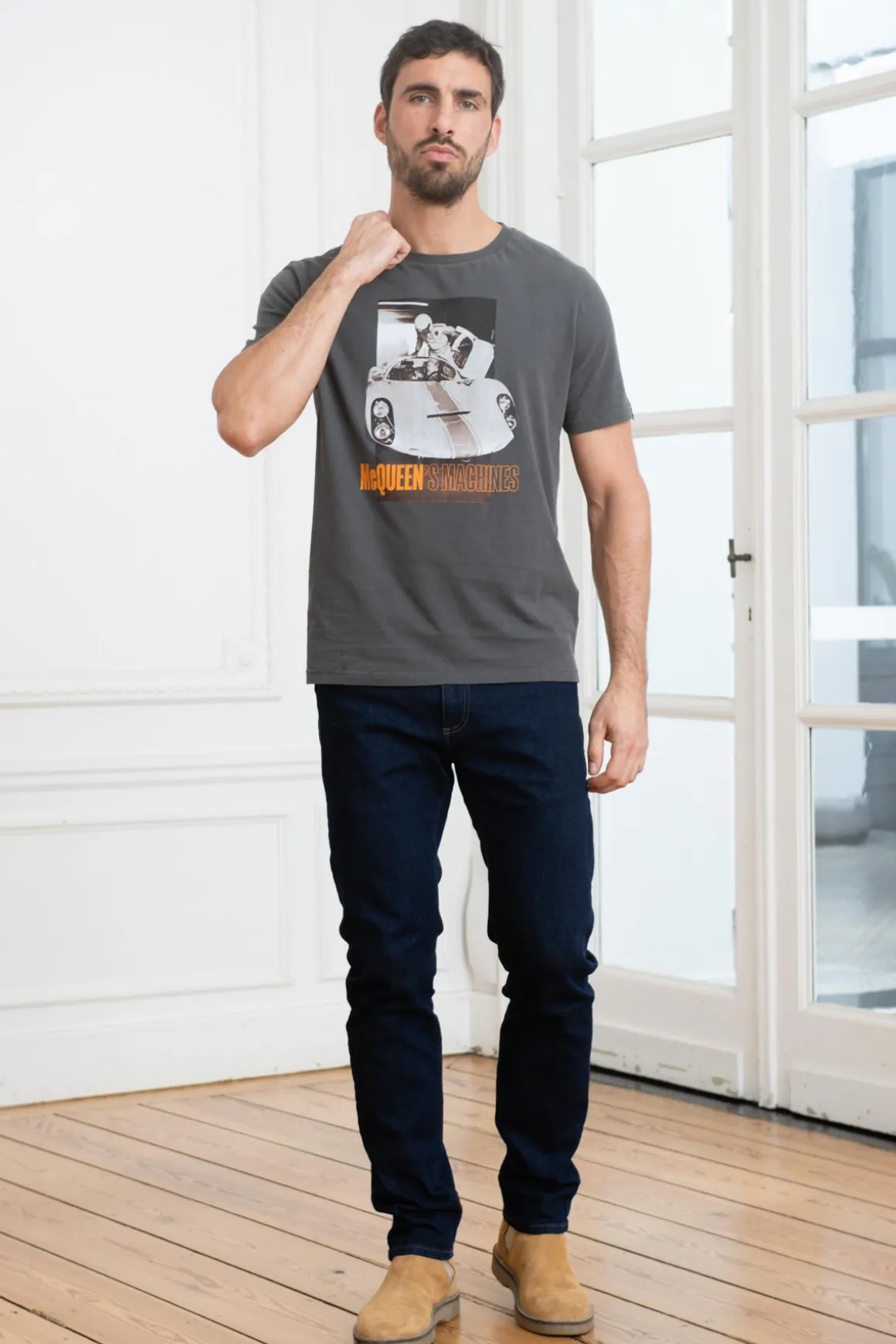 Tee Shirt Homme Steve Mcqueen Machine Asphalte