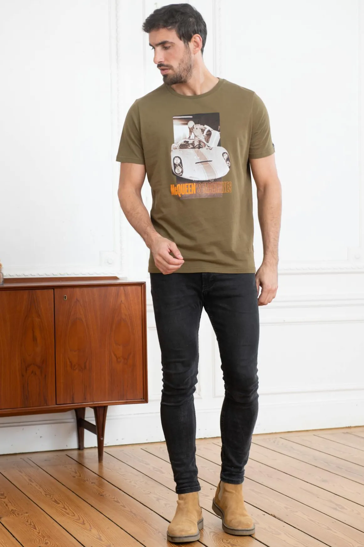 Tee Shirt Homme Steve Mcqueen Machine Kaki Shadow