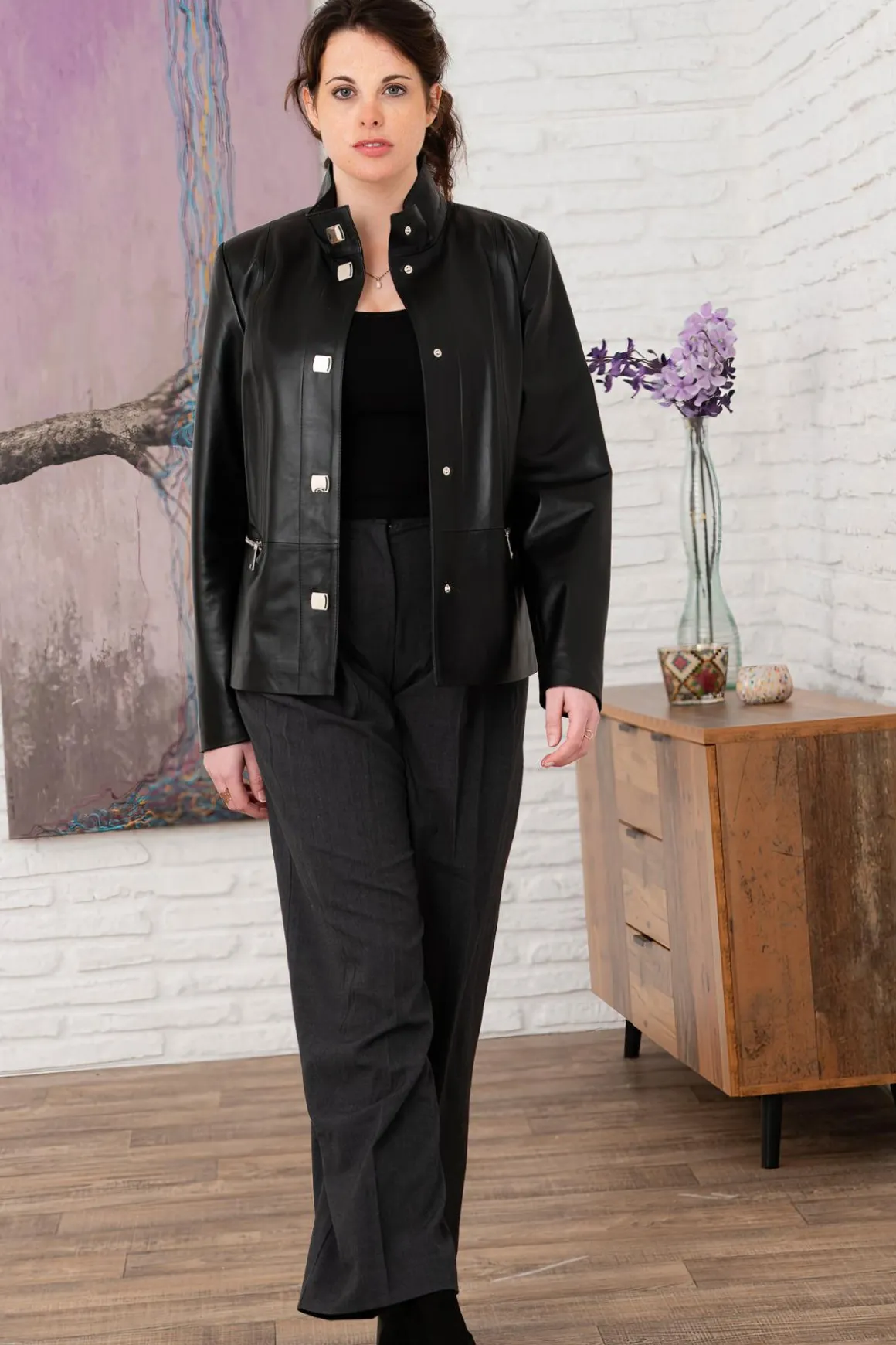 Veste Femme Cityzen Antonia Agneau Perle Noir