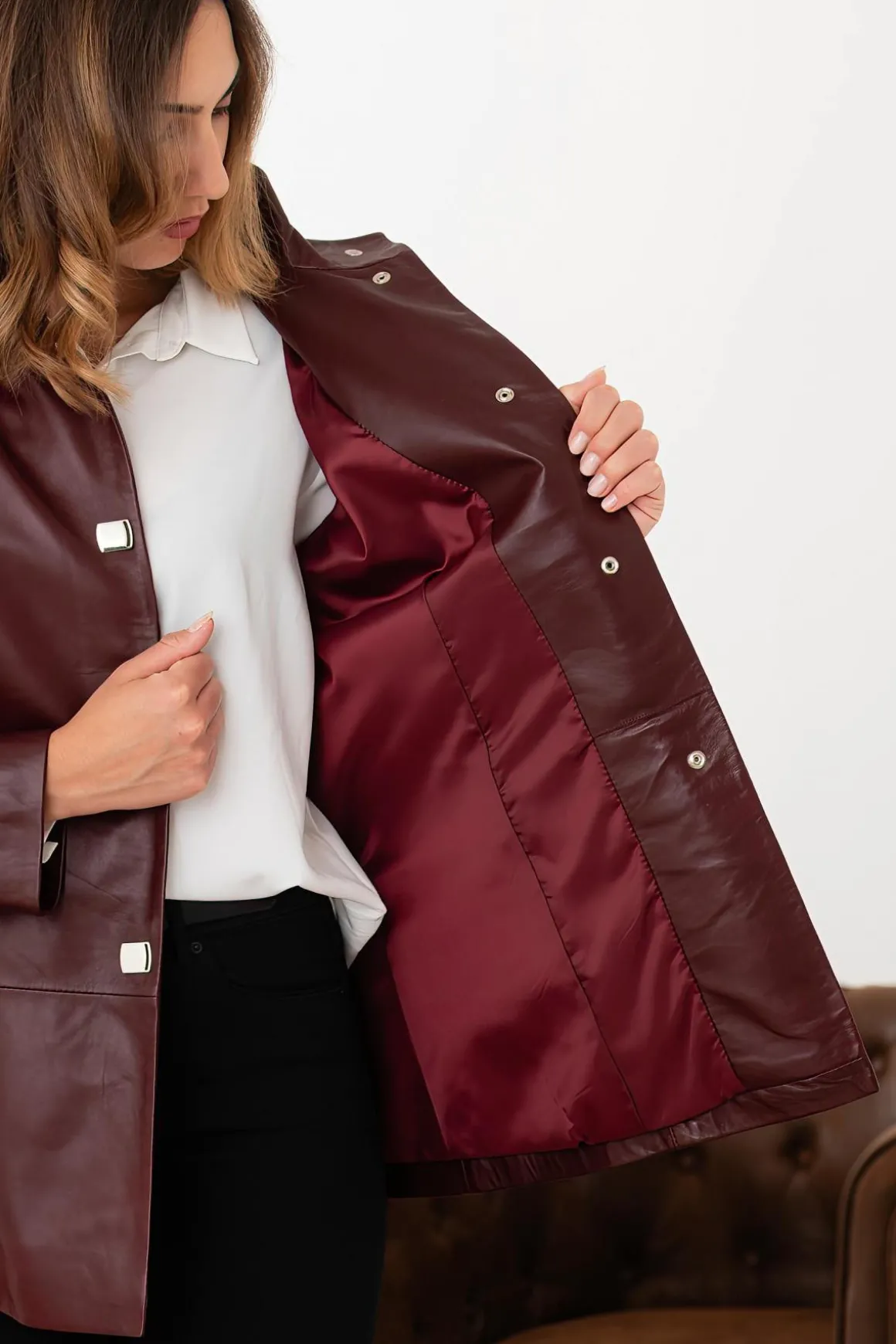 Veste Femme Cityzen Elisabeth Agneau Perle Bordeaux