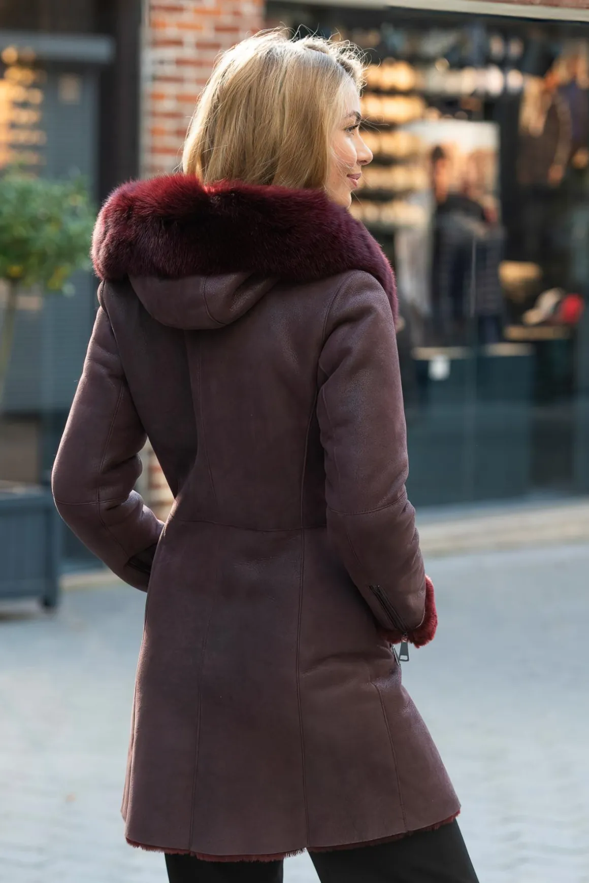 Veste Femme Cityzen Napoli Mouton Renard Bordeaux