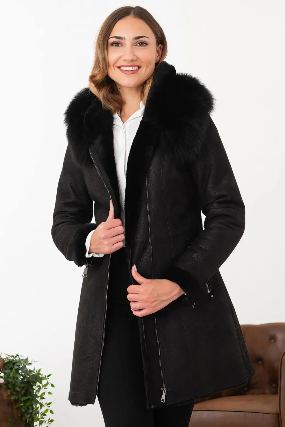 Veste Femme Cityzen Napoli Mouton Renard Noir